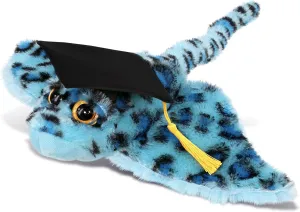 DolliBu Blue Stingray Graduation Plush Toy - Super Soft Plush Graduation Stuffed Animal Dress Up Graduation Cap with Tassel Outfit - Gift with Personalization - 15 Inches