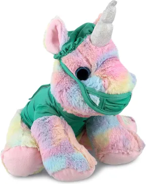 DolliBu Floppy Rainbow Unicorn Doctor Plush Toy - Super Soft Doctor Stuffed Animal Dress Up with Cute Uniform and Cap Outfit - Gift for Doctor, Nurse, Surgeon, Dentist - 10 Inch