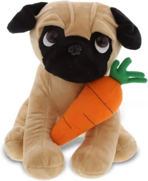 DolliBu Happy Easter Super Soft Plush Pug Dog with Carrot - Cute Stuffed Animals with Carrot Plush Toy, Perfect Easter Holiday Surprise Gift - 10" Inches