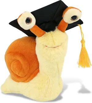 DolliBu Orange Snail Small Graduation Plush Toy - Super Soft Plush Graduation Stuffed Animal Dress Up with Graduation Cap with Tassel - Gift with Personalization - 5.5 Inches
