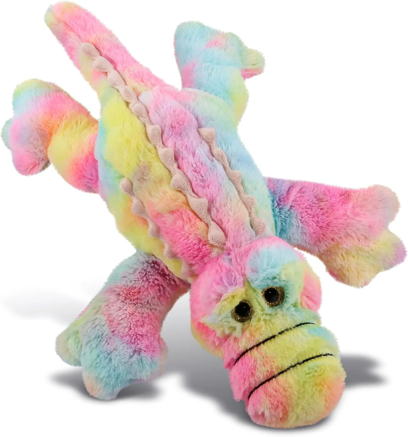 DolliBu Rainbow Lying Alligator Stuffed Animal – Soft Huggable Gator Stuffed Toy, Adorable Playtime Wildlife Plush Toy, Cute Cuddle Gifts for Kids – 17 Inches