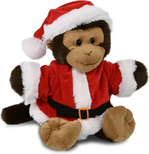 DolliBu Santa Monkey Stuffed Animal Plush Toy - Super Soft Wild Animal Dress Up with Red Santa Claus Outfit, Cute Jungle Gift, Holiday with Name Personalization - 9 Inches