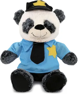 DolliBu Sitting Panda Police Officer Plush Toy - Super Soft Sitting Panda Cop Stuffed Animal Dress Up with Cute Cop Uniform and Cap Outfit Gift for Law Enforcement - 9 Inches