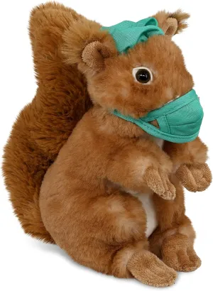 DolliBu Squirrel Doctor Plush Toy - Super Soft Squirrel Doctor Stuffed Animal Dress Up with Cute Face Mask and Cap Outfit - Fluffy Toy Plush Gift for Doctor - 8.5 Inches