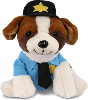 DolliBu St. Bernard Dog Police Officer Plush Toy - Super Soft Dog Cop Stuffed Animal Dress Up with Cute Cop Uniform and Cap Outfit Gift for Law Enforcement - 8 Inches