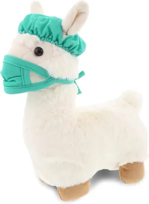 DolliBu White Llama Doctor Plush Toy - Super Soft Llama Doctor Stuffed Animal Dress Up with Cute Face Mask and Cap Outfit - Gift for Doctor, Nurse, Surgeon, Dentist - 11 Inch