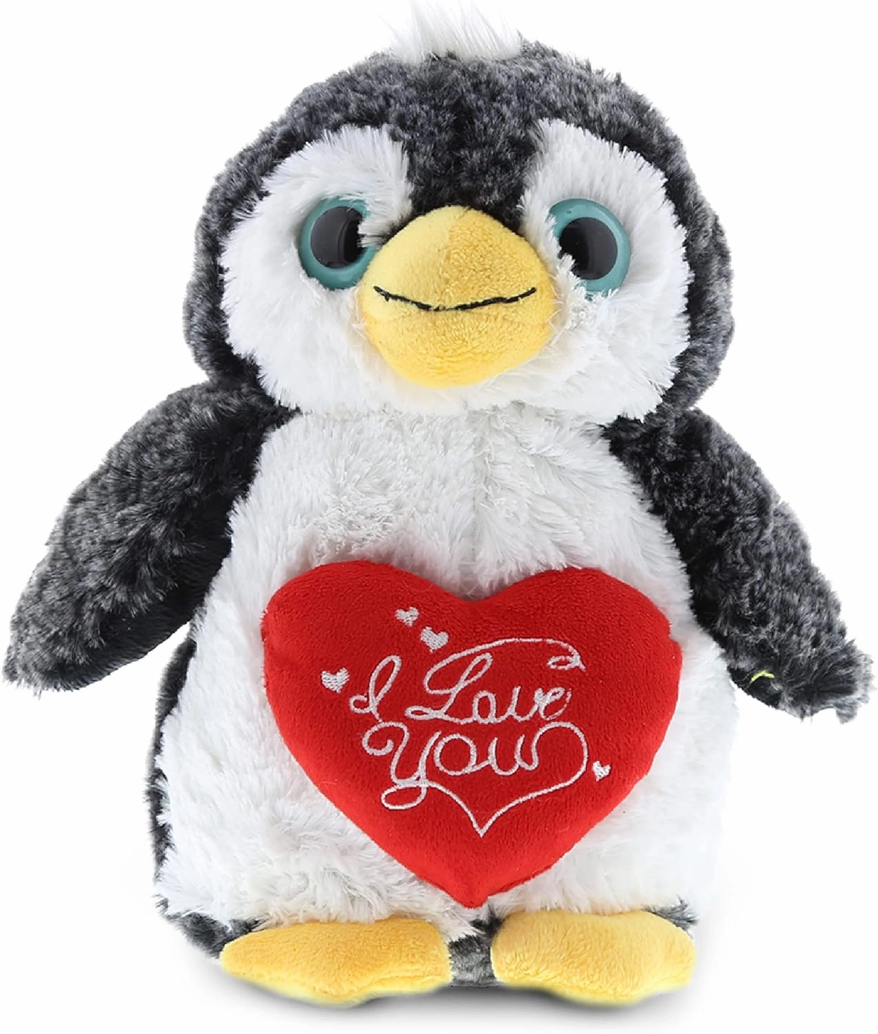 DolliBu I Love You Valentine Plush Marine Wild Penguin - Cute Soft Cuddly Stuffed Animal with Red Heart Gift for Valentines Day, Birthday Present, Anniversary, Romantic Date - 9 Inches