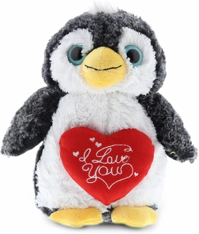 DolliBu I Love You Valentine Plush Marine Wild Penguin - Cute Soft Cuddly Stuffed Animal with Red Heart Gift for Valentines Day, Birthday Present, Anniversary, Romantic Date - 9 Inches