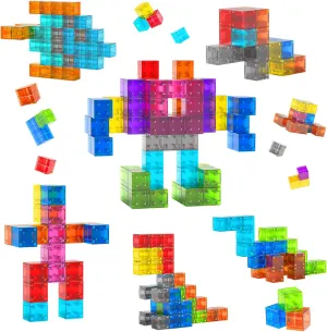 Doloowee 50 PCS Magnetic Blocks, Magnetic Building Blocks for Toddlers 3 , Montessori Toys