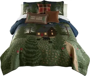 Donna Sharp King Bedding Set - 3 Piece - Bear Cottage Lodge Quilt Set with King Quilt and Two King Pillow Shams - Machine Washable