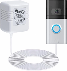Doorbell Transformer 24V Adapter for Ring Video Doorbell, 16.4ft Long C Wire Power Supply, Compatible with Ring, Nest Hello, Wyze and Eufy Video Doorbells