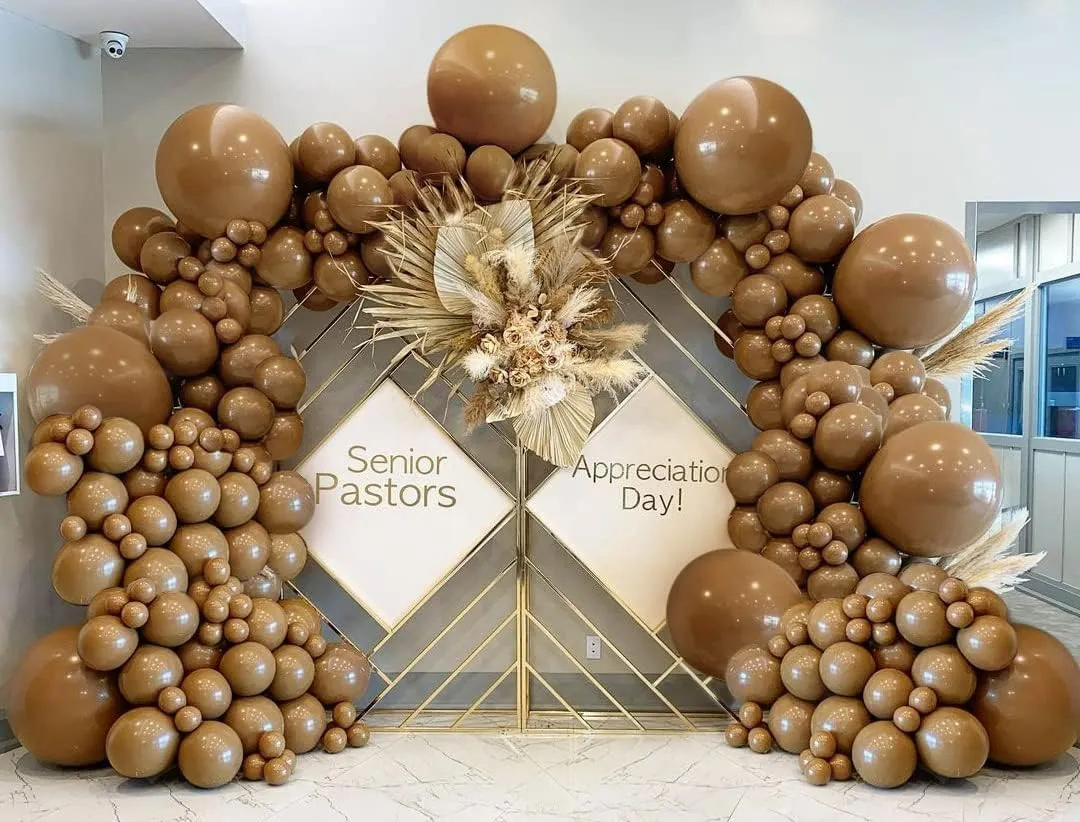 Double Stuffed Brown Balloon Garland - Tan Dark Brown Balloons Different Sizes 18/12/5 Inch Chocolate Nude Latex Arch Kit For Teddy Bear Baby Shower Woodland Safari Theme Party