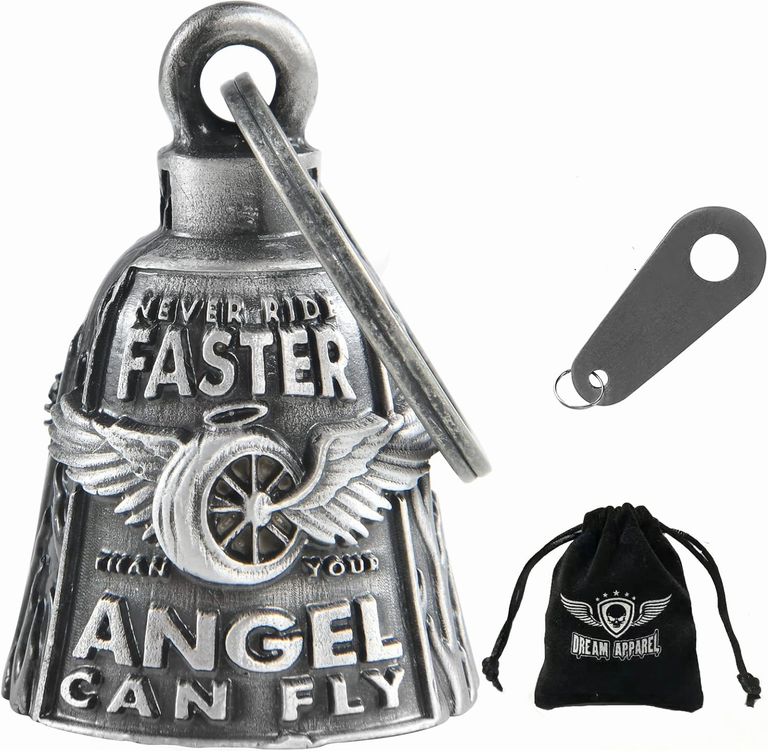 Dream Apparel Motorcycle Bells for Bikers Guardian Angel Gremlin Motorcycle Bells for Motorcycle Rider Key Chain for Luck