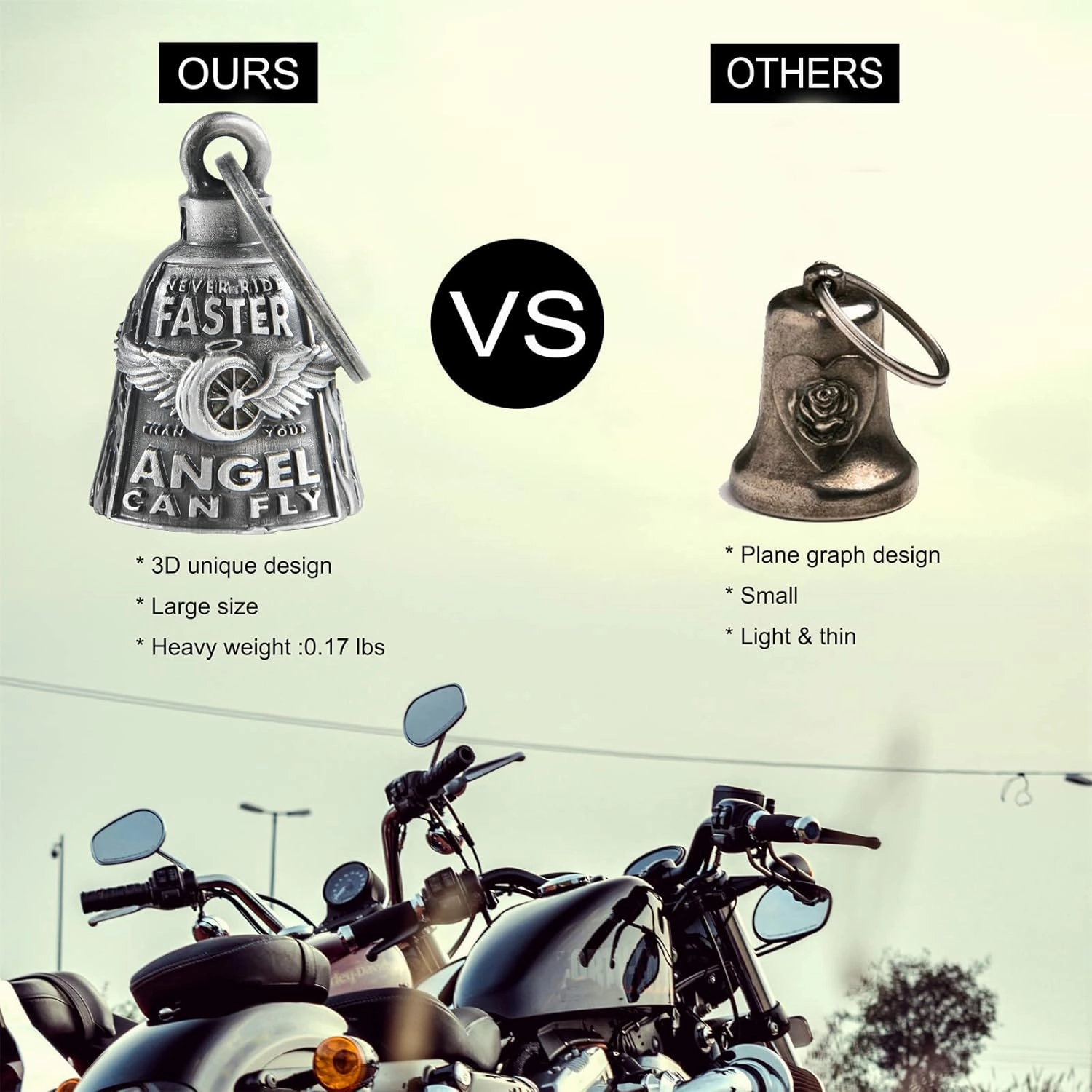 Dream Apparel Motorcycle Bells for Bikers Guardian Angel Gremlin Motorcycle Bells for Motorcycle Rider Key Chain for Luck