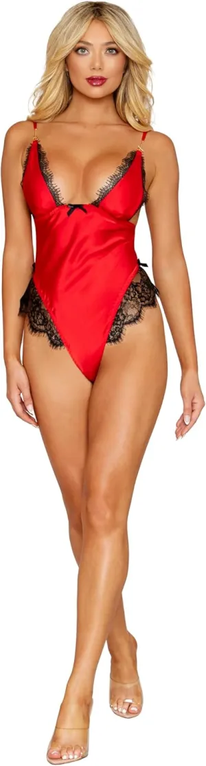 Dreamgirl Women's Poinsetta Satin Teddy