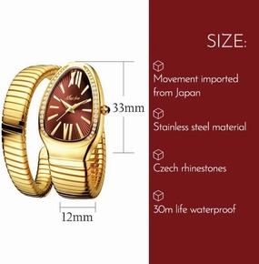 Dress Snake Shape Bracelet Women Watch Top Elegant Waterproof Quartz Jewelry Watches