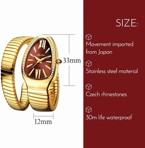 Dress Snake Shape Bracelet Women Watch Top Elegant Waterproof Quartz Jewelry Watches