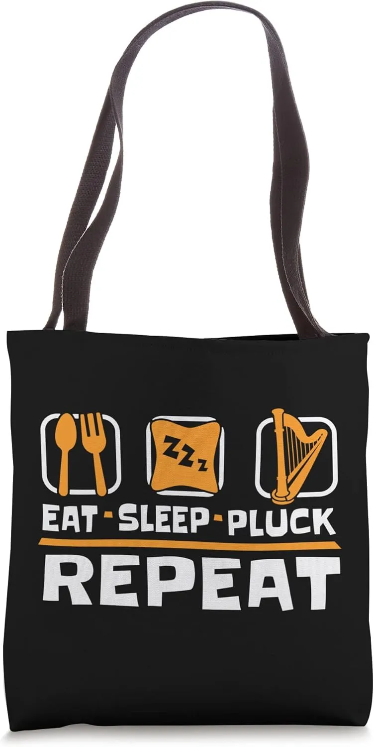 Eat Sleep Pluck Repeat Harpist Konghou Lover Harp Player Tote Bag