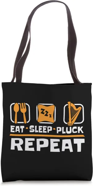 Eat Sleep Pluck Repeat Harpist Konghou Lover Harp Player Tote Bag