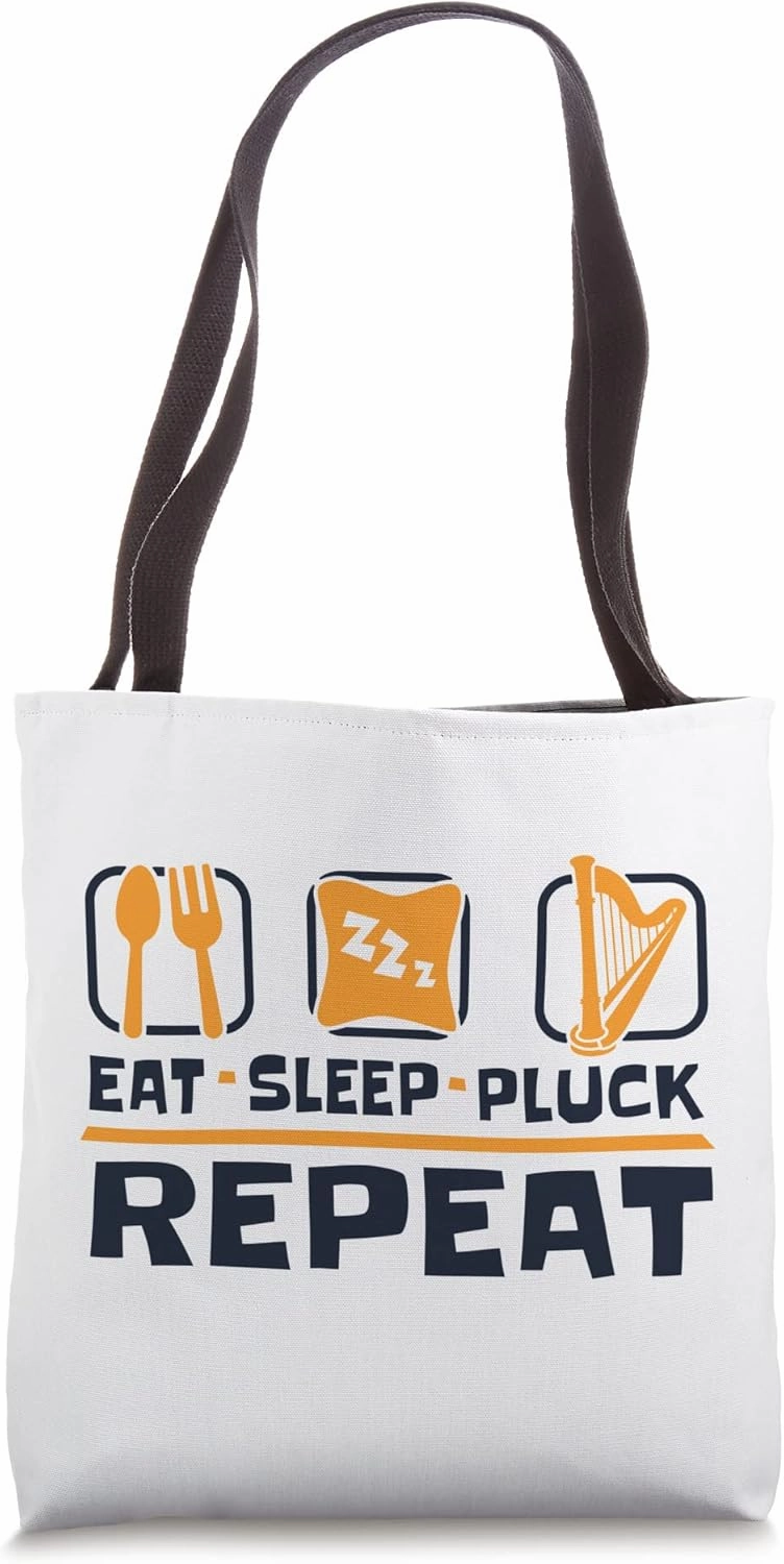 Eat Sleep Pluck Repeat Harpist Konghou Lover Harp Player Tote Bag