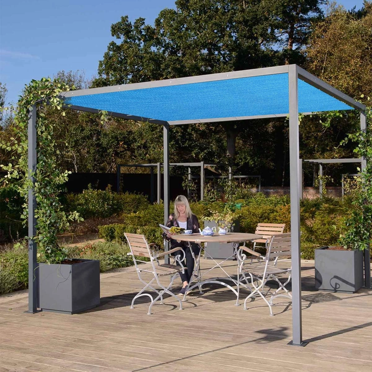 Eden's Decor Straight Flat-Edged Sun Shade Sail Rectangular 4' x 12' Blue UV-Blocking Outdoor Canopy Fabric Cloth Awning for Pergola Patio Garden Backyard Custom Size