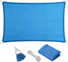 Eden's Decor Straight Flat-Edged Sun Shade Sail Rectangular 4' x 12' Blue UV-Blocking Outdoor Canopy Fabric Cloth Awning for Pergola Patio Garden Backyard Custom Size