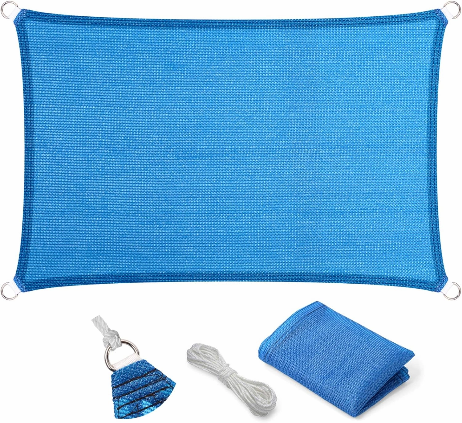 Eden's Decor Straight Flat-Edged Sun Shade Sail Rectangular 4' x 12' Blue UV-Blocking Outdoor Canopy Fabric Cloth Awning for Pergola Patio Garden Backyard Custom Size