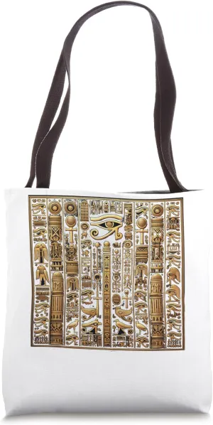 Egypt Gold Hieroglyph Script Symbolic Temple Design Tote Bag