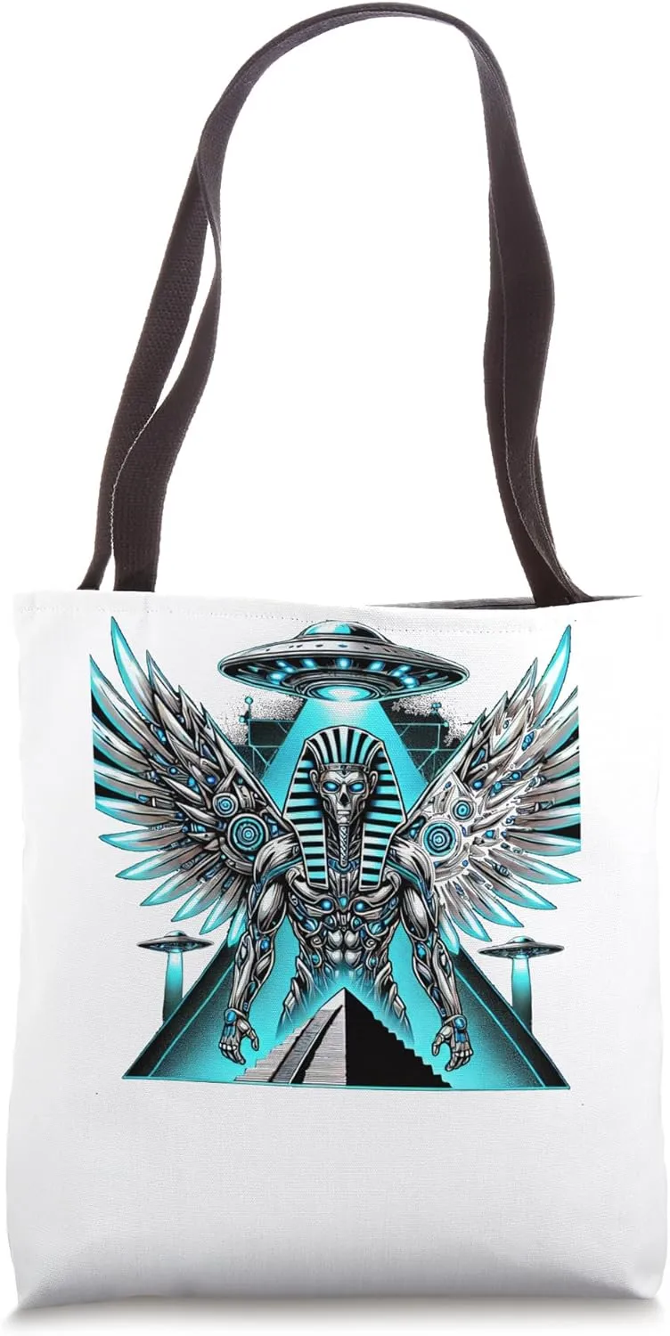 Egypt UFO Horus Cyborg With Glowing Wings Tote Bag