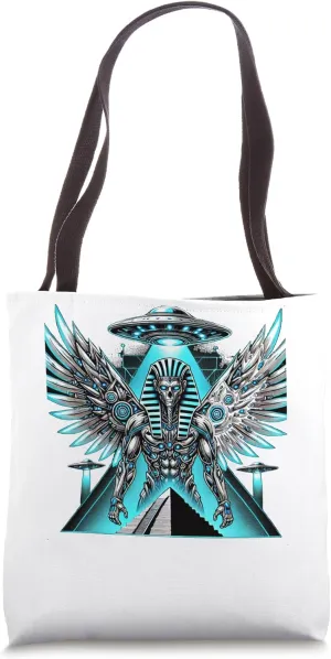 Egypt UFO Horus Cyborg With Glowing Wings Tote Bag