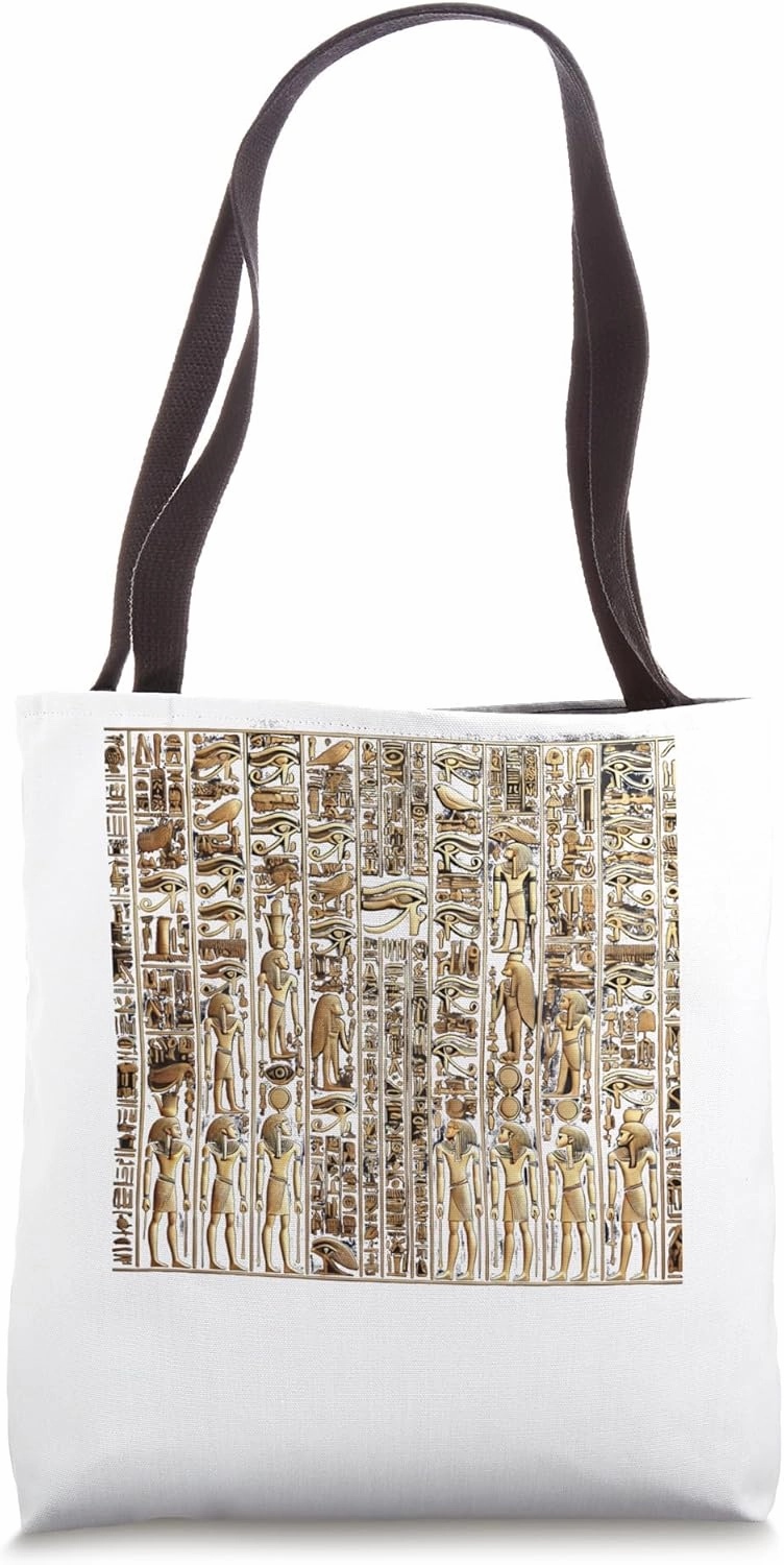 Egypt Gold Hieroglyph Script Symbolic Temple Design Tote Bag