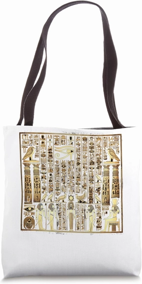 Egypt Hieroglyph Columns Gold Symbol Magic Graphic Tote Bag