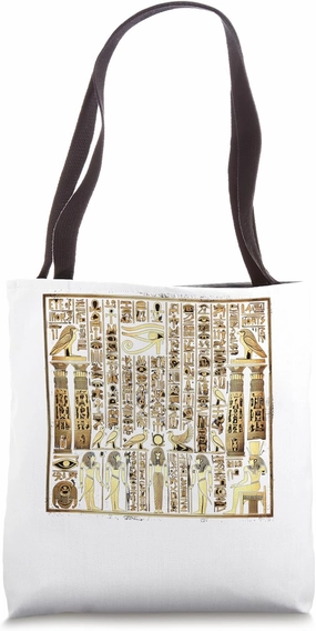 Egypt Hieroglyph Columns Gold Symbol Magic Graphic Tote Bag