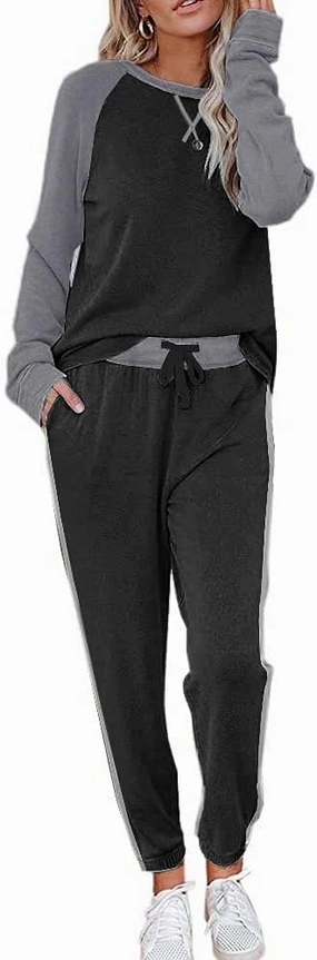 Ekouaer Women's Pajama Set Long Sleeve PJs 2 Piece Outfit Pullover Sleepwear Sweatshirt and Long Pants With Pockets