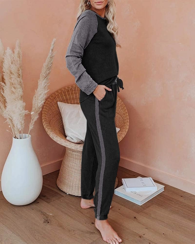 Ekouaer Women's Pajama Set Long Sleeve PJs 2 Piece Outfit Pullover Sleepwear Sweatshirt and Long Pants With Pockets