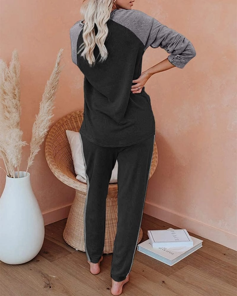 Ekouaer Women's Pajama Set Long Sleeve PJs 2 Piece Outfit Pullover Sleepwear Sweatshirt and Long Pants With Pockets