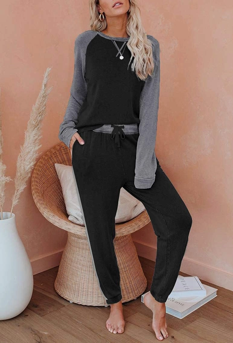 Ekouaer Women's Pajama Set Long Sleeve PJs 2 Piece Outfit Pullover Sleepwear Sweatshirt and Long Pants With Pockets