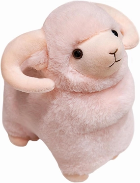 ELAINREN Furry Pink Sheep Stuffed Pillow Super Soft Lamb Plush Toy Cartoon Fluffy Goat Plushie Cushion Decor Gifts/13.8''