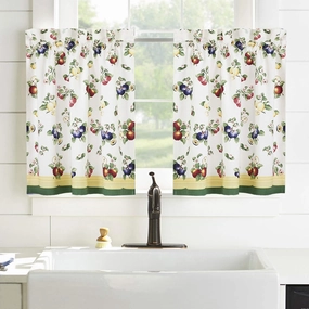 Elrene Villeroy & Boch French Garden Kitchen Tiers, Tier Window Curtains, 30" x 24", Set of 2