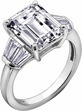 Emerald Cut Ring for Women 925 Sterling Silver Prong Set Engagement Cocktail Ring Band | 3.60 Carats Cubic Zirconia CZ Simulated Diamond