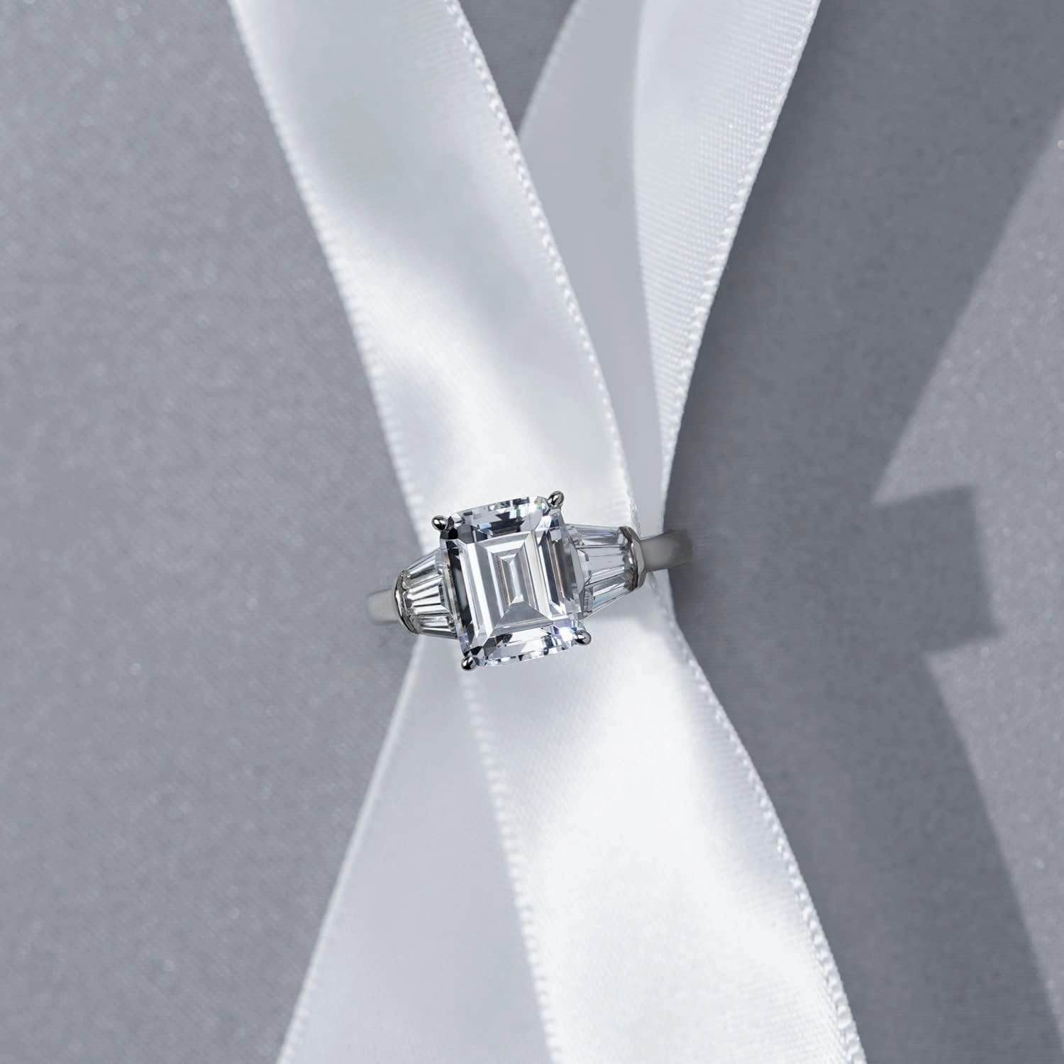 Emerald Cut Ring for Women 925 Sterling Silver Prong Set Engagement Cocktail Ring Band | 3.60 Carats Cubic Zirconia CZ Simulated Diamond