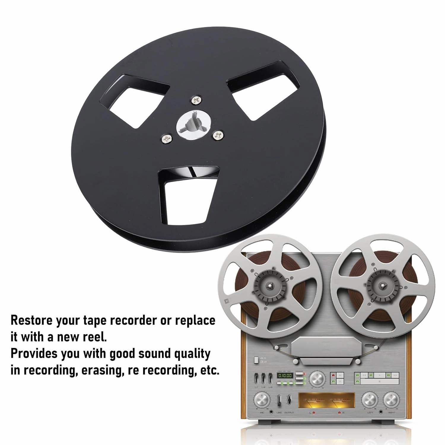 Empty Tape Reel Aluminum Alloy 3 Holes 5 Inch Sound Tape Empty Reel for NAGRA for Studer ReVox Reel to Reel Recorder 1/4 Inch Tape (Black)