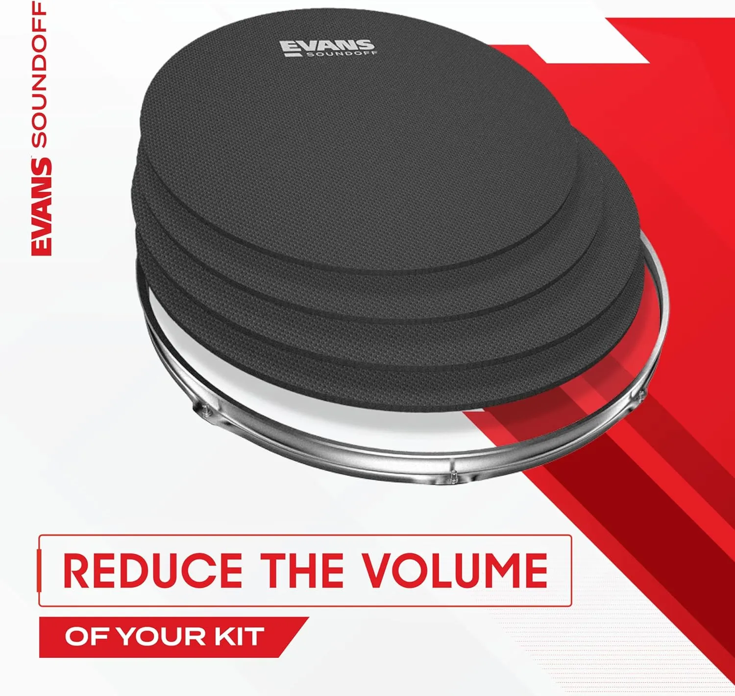 Evans Soundoff Drum Mute Pads - Full Box Drum Pad Set - Drum Mutes Pack - 3 Cymbals, 4 Tom/Snare, & 1 Bass Drum Mute - Great for Silencing Drum Kits to Practice - Fusion Box Set - 8-Pack