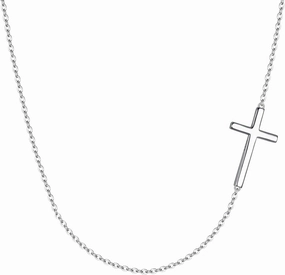 EVER FAITH 925 Sterling Silver Simple Sideways Cross Pendant Choker Necklace Birthday/Mothers Day/Valentines/Christmas Jewelry Gift for Women