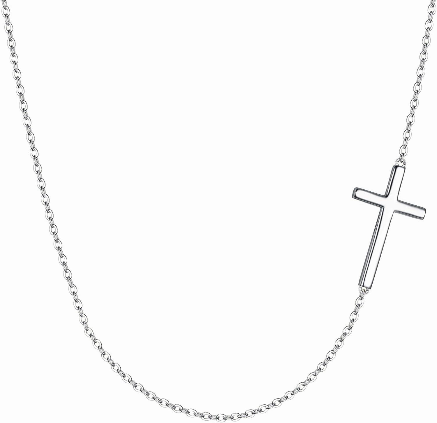 EVER FAITH 925 Sterling Silver Simple Sideways Cross Pendant Choker Necklace Birthday/Mothers Day/Valentines/Christmas Jewelry Gift for Women