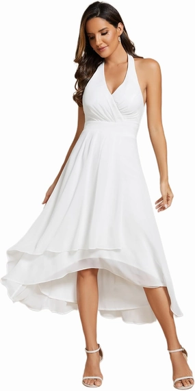 Ever-Pretty Women's Summer Dresses Halter Neck High Low Hem Chiffon Wedding Guest Dress 11926
