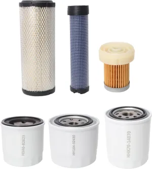 Filter Kit Fit For Kubota L2800 L3200 L3400 L3700SU L3800 HST Tractor, 6 Pcs Air/Oil/Lube/Fuel/Hydraulic Oil Filters, Replaces OE# HH164-32430,6A320-59930