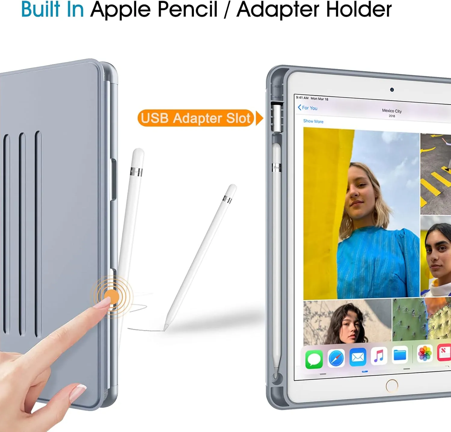 Fintie Magnetic Stand Case for iPad Air 10.5" (3rd Generation) 2019 / iPad Pro 10.5" 2017, Multi-Angle Viewing Rugged Soft TPU Back Cover with Pencil Holder, Auto Wake/Sleep, Cloudy Blue