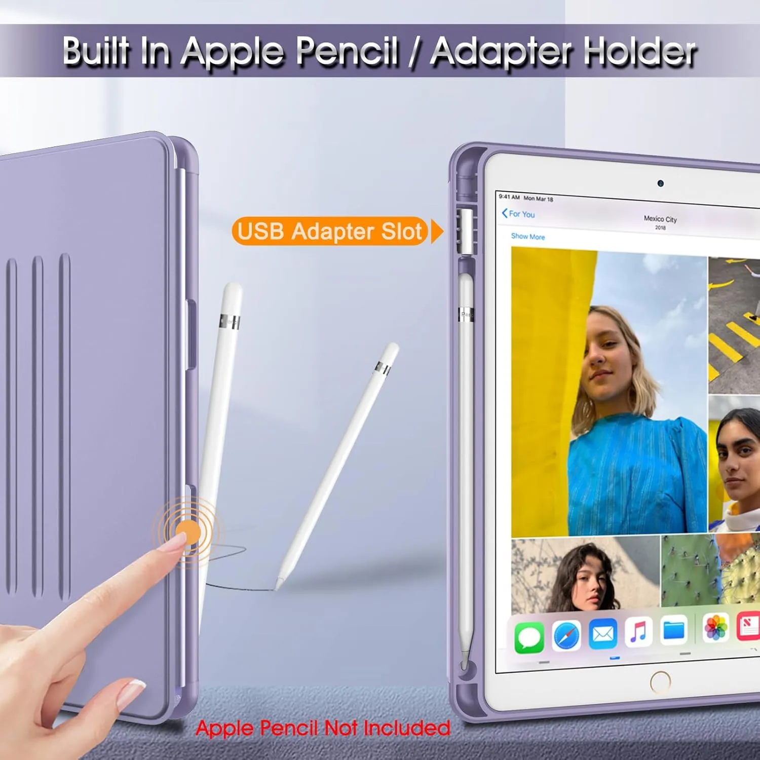 Fintie Magnetic Stand Case for iPad Air 10.5" (3rd Generation) 2019 / iPad Pro 10.5" 2017, Multi-Angle Viewing Rugged Soft TPU Back Cover with Pencil Holder, Auto Wake/Sleep (Lilac Marble)