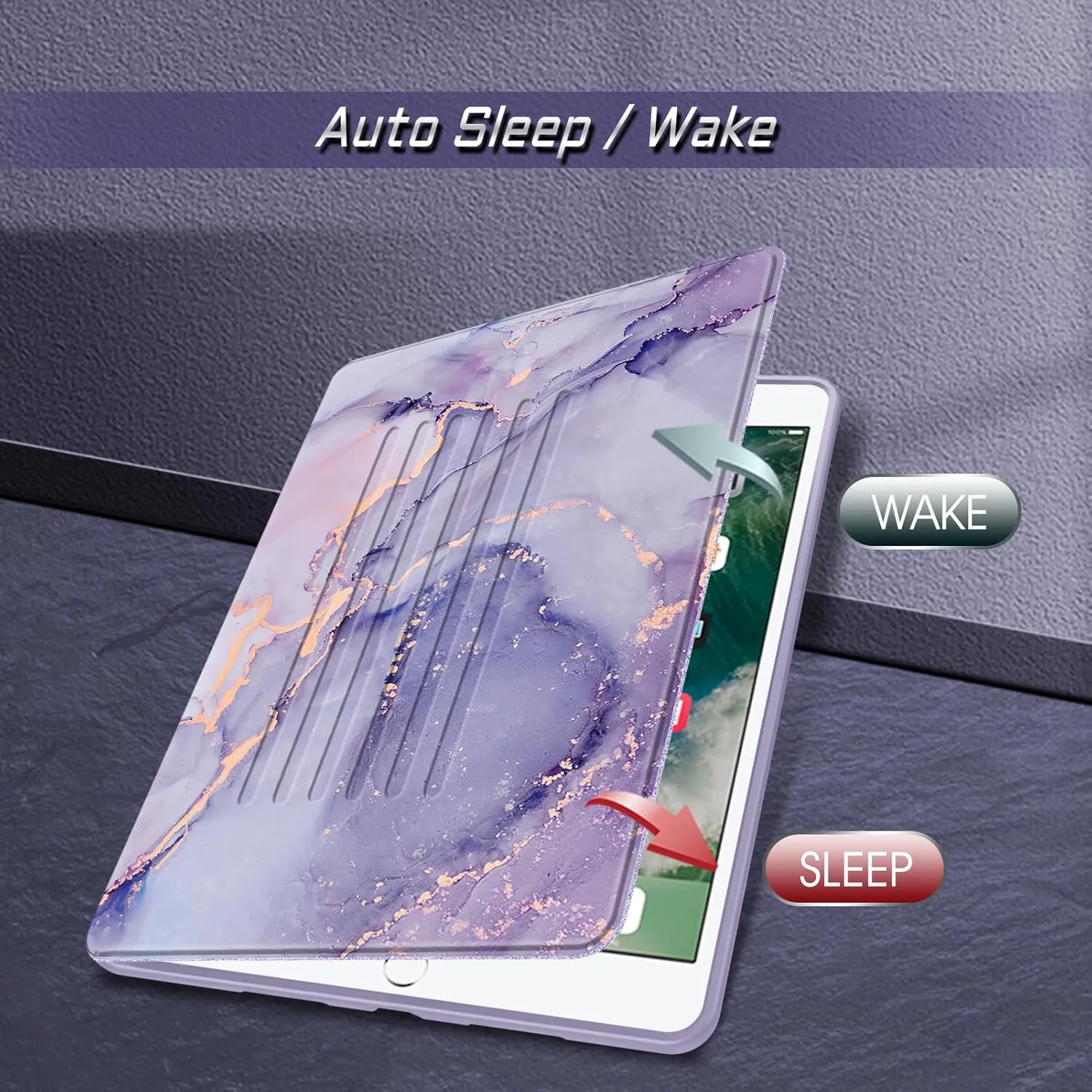 Fintie Magnetic Stand Case for iPad Air 10.5" (3rd Generation) 2019 / iPad Pro 10.5" 2017, Multi-Angle Viewing Rugged Soft TPU Back Cover with Pencil Holder, Auto Wake/Sleep (Lilac Marble)